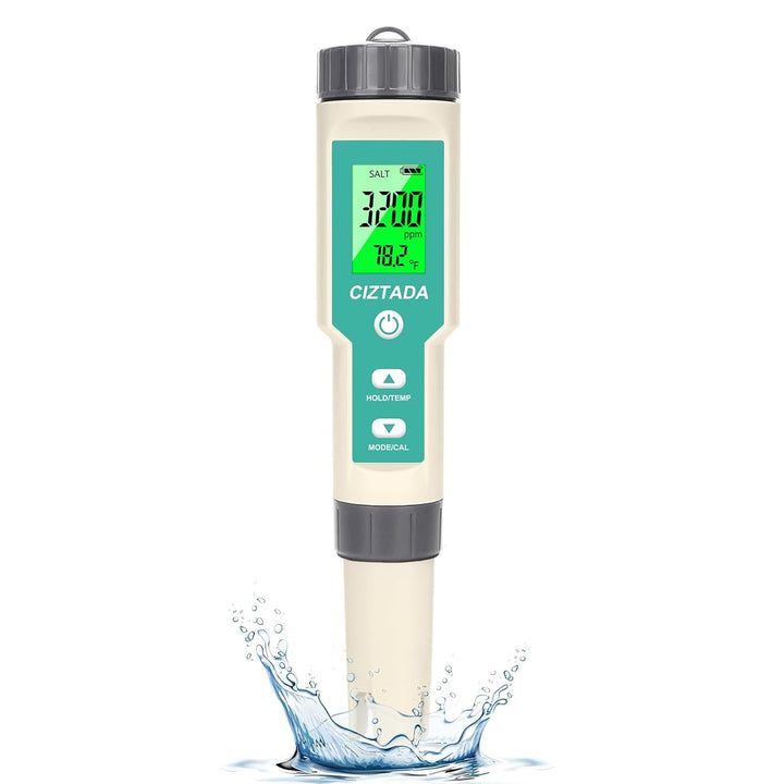 Digital Salinity Tester for Salt Water - Aquarium Salinity Meter with ATC, IP67 Waterproof, 0-200 PPT Large Range Multi-Parameter Tester for Seawater, Fish Tank, Hydroponics