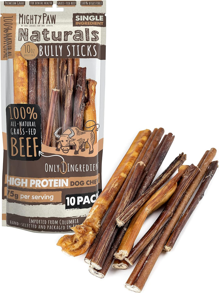 Long Lasting 12" Bully Sticks for Dogs - All Natural Grass Fed Beef Chews. Lower Odor Dog Bully Sticks for Large Dogs, Medium and Small Breeds. Single Ingredient Treats