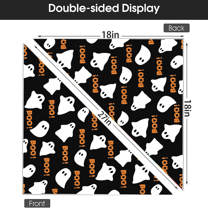 Halloween Dog Bandana Puppy Scarf - Ghosts Boo Dog Outfits - 2 Pcs Adjustable Holiday Party Triangle Reversible Dog Bandanas for Small Medium Large Dogs