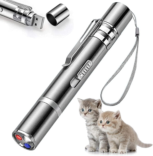 Cat Toys Laser Pointer for Indoor, Rechargeable, 7 Adjustable Wand Red Light Pet Interactive Cat Mouse Toys to Keep Busyfor Kitten Dog Chase Play