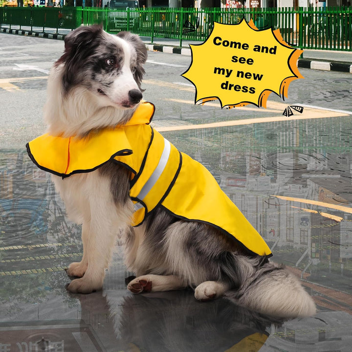 Dog Raincoat: Hooded Slicker Poncho, Durable Waterproof Jacket with Reflective Stripes for Safety, Convenient Leash Hole, and Adjustable Fit, Perfect for Small, Medium, and Large Dogs Yellow M