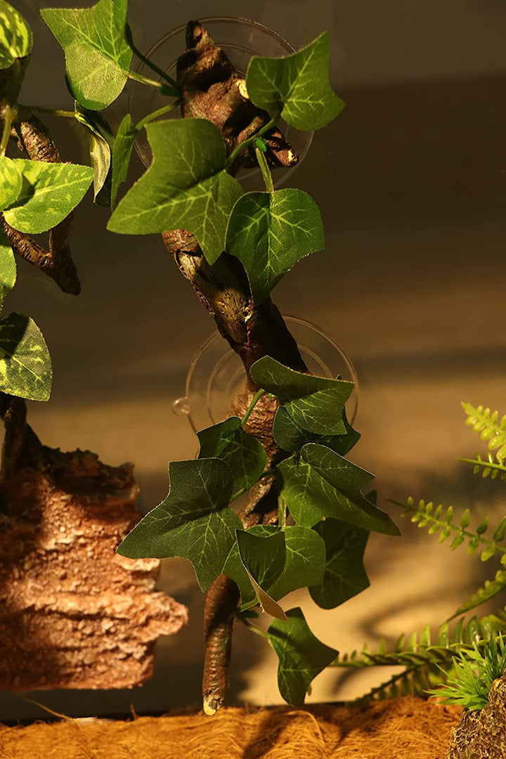 Reptile Corner Branch Terrarium Plant Decoration with Suction Cup for Amphibian Lizard Snake Climbing