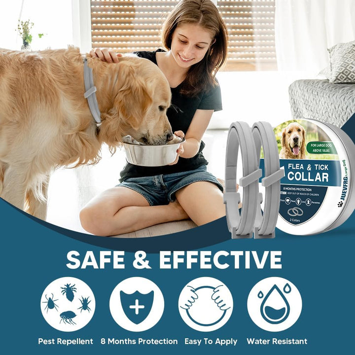 Flea Collar for Dogs, 8 Months Protection Flea & Tick Collars for Dogs, Dog Tick Collar, Adjustable One Size Fits All 2 Count ﻿