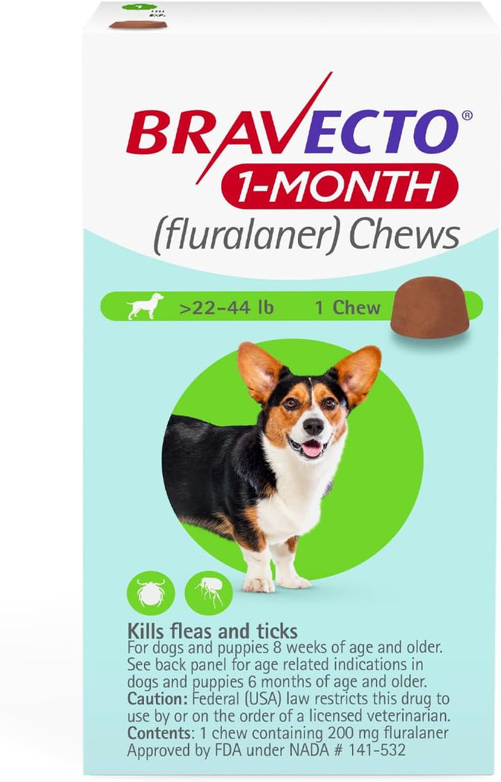1-Month Flea & Tick Chew for Puppies, 1 Chew, 1 Month Supply, >9.9-22 Lbs., Orange Box