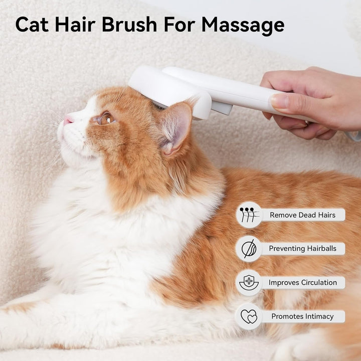 Cat Brush for Shedding, Cat Brushes for Indoor Cats, Cat Brush for Long or Short Haired Cats, Cat Hair Brush Cat Grooming Deshedding Brush for Dog Kitten Rabbit Massage Removes Loose Fur, White