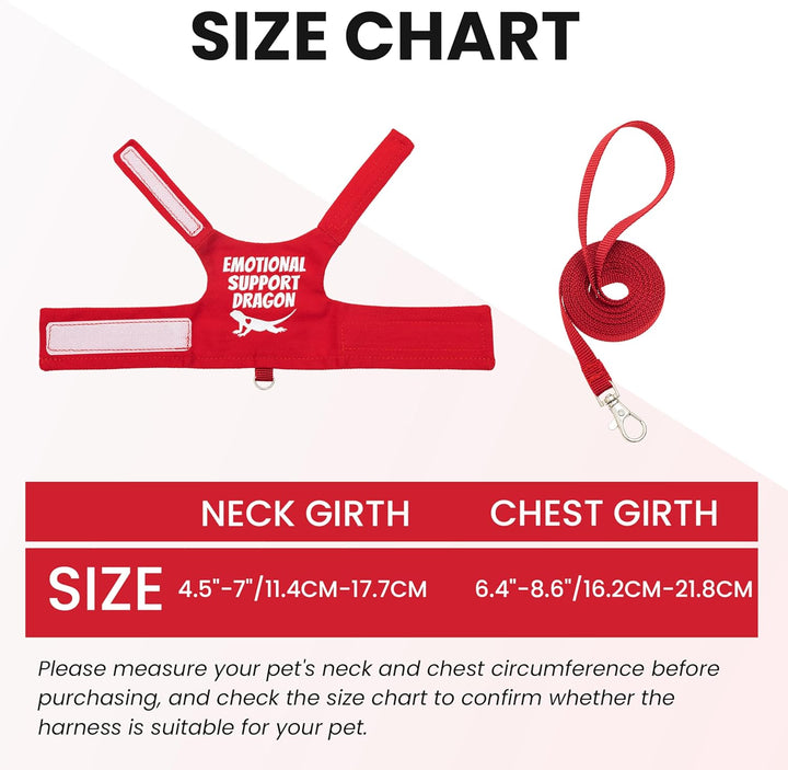 Bearded Dragon Harness and Leash Set - Escape Proof Adjustable Lizard Reptiles Harness with 5 Ft Short Leash for Walking Outdoor