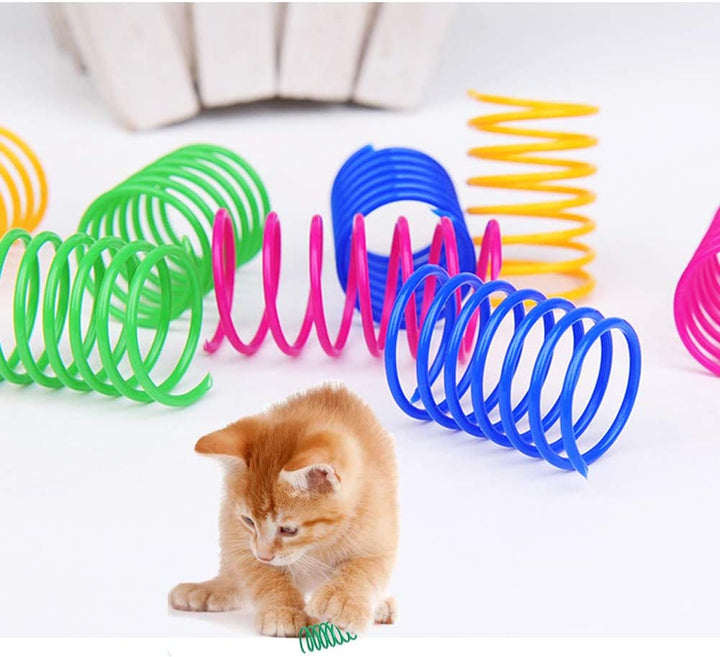 Cat Spring Toy (60 Pack), Cat Kittens Toys Plastic Coil Spiral Springs for Swatting, Biting, Hunting, and Active Healthy Play (Random Color)