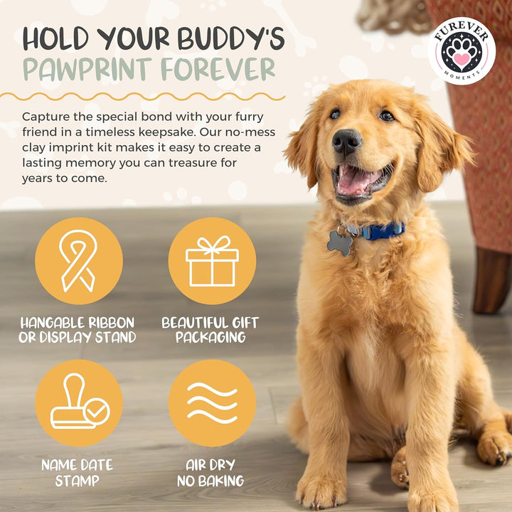 Pet Paw Print Impression Kit Makes (2) Dog Keepsake Ornaments, Inkless Paw Print Kit for Dogs (And Cats!) - Dog Paw Print Kit Keepsake, New Puppy Gift, Pawprint Keepsake Kit W/Paints & Name Stamps!