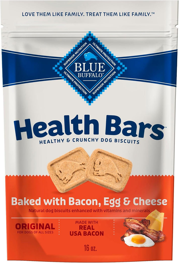 Health Bars Crunchy Dog Biscuits, Oven-Baked with Natural Ingredients, Bacon, Egg & Cheese , 16-Oz Bag