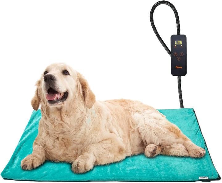 Small Pet Heating Pad, 6 Adjustable Temperature Dog Cat Heating Pad with Timer, Waterproof Heated Cat Bed with Chew Resistant Cord, Indoor Electric Pet Heated Mat 18X16In