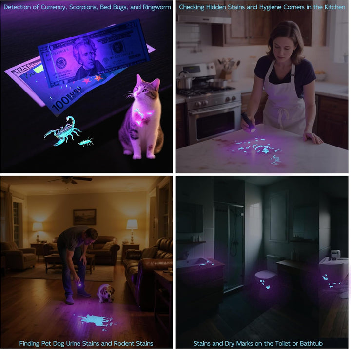 UV Flashlight Black Light–Small Portable Mini 12 LED Blacklight Flashlight for Hidden Stain Detection in Room, Resin Curing,Scorpion & Bed Bug Find,Pet Urine & Dry Stain Detection/Carpets/Rugs/Floors