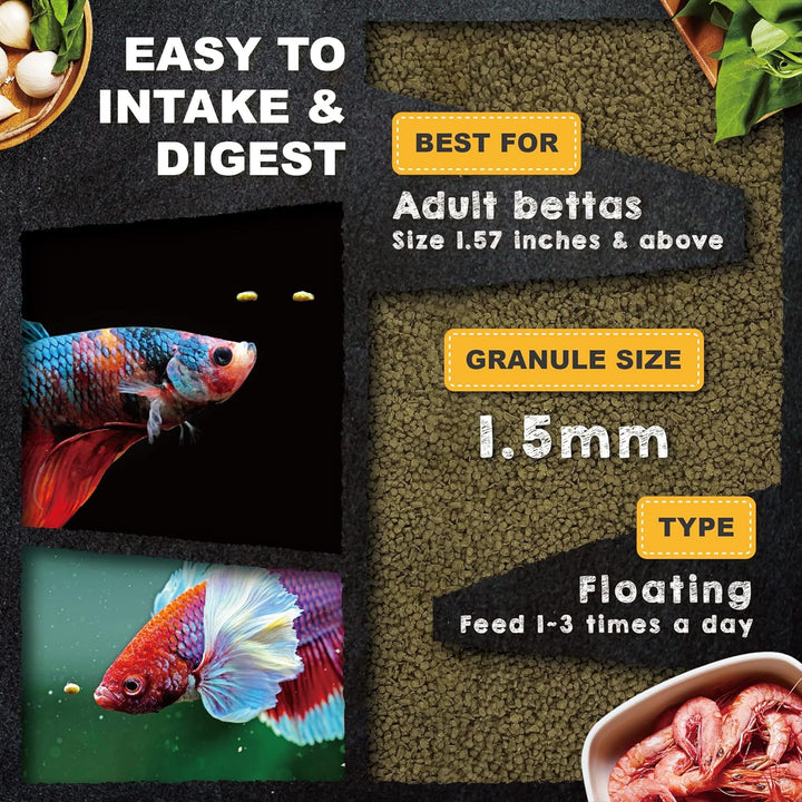 Betta Fish Food, Pro Shrimp Patties, 50% Sword Prawns + Akiami Paste Shrimps, All Natural Protein, Rich in Calcium, for Betta'S Healthy Development and Cleaner Water, 0.7 Oz