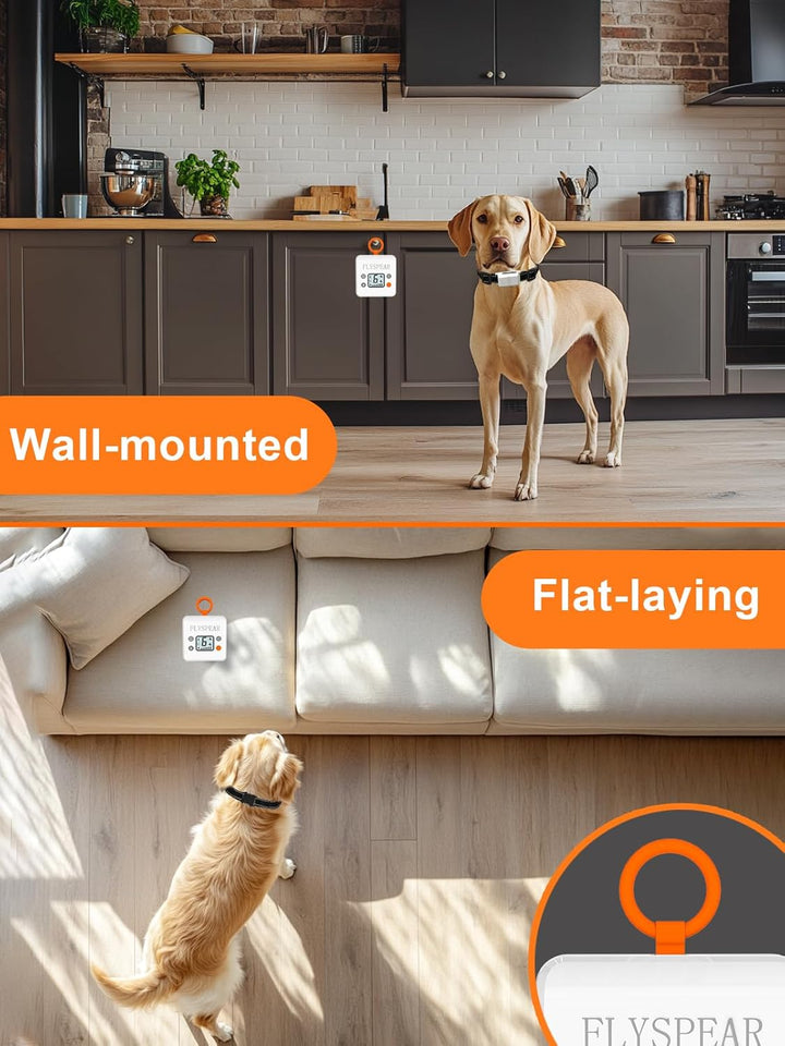 Wireless Pet Barrier - Rechargeable Indoor Barrier with 6 Adjustable Range Radius up to 7 Ft, 6 Adjustable Safe Static Intensity, Electric Fence System for Dogs with Hook (White)