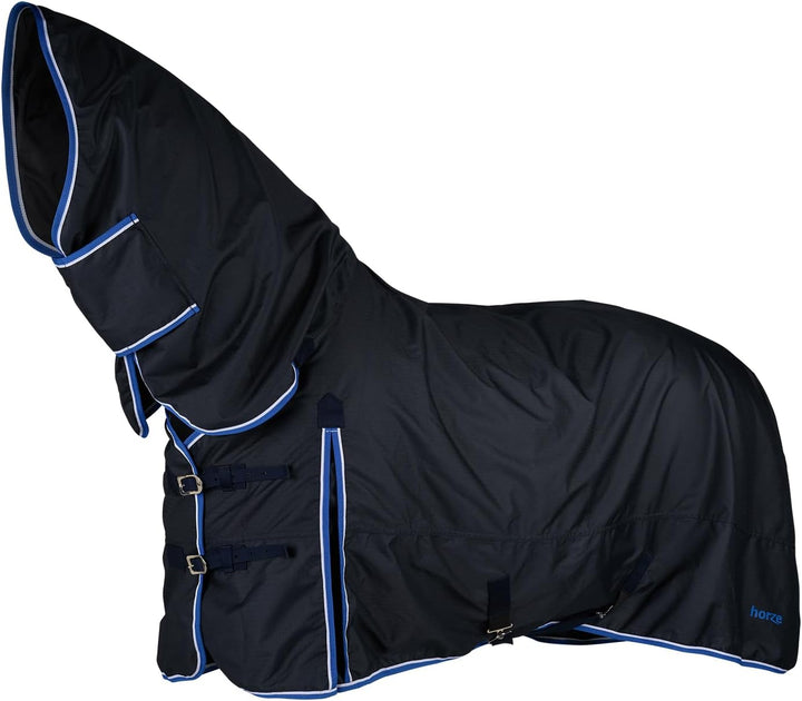Glasgow Heavy Weight Winter Turnout (400G Fill) | Waterproof Combo Horse Blanket with Neck Cover - Dark Blue - 78 In