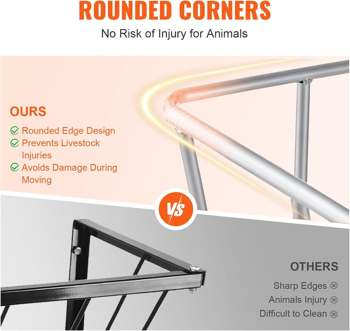 Livestock Feeder, 18.5 Gallons Large Capacity, Heavy-Duty Steel Goat Hay Rack, 24.4" Long Wall Mounted Horse Hay Holder, Multiple Sided Feeding Rack for Sheep Farm Livestock Indoor Outdoor