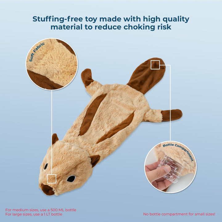 2-In-1 Stuffless Squeaky Dog Toys with Soft, Durable Fabric for Small, Medium, and Large Pets, No Stuffing for Indoor Play, Supports Active Biting and Play - 4 Figures, Small