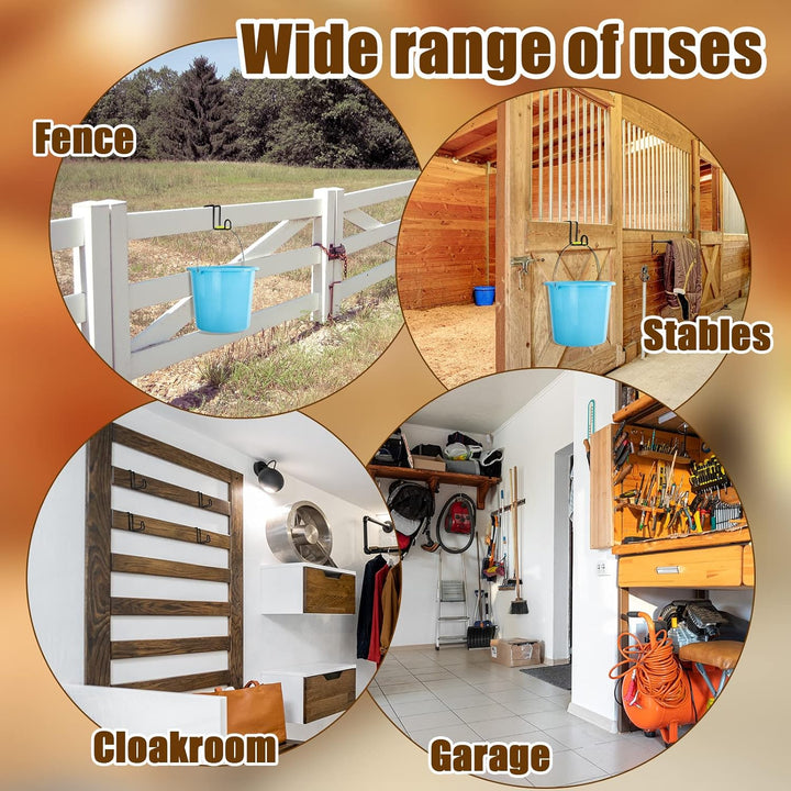 2 Pieces 4 Inch Tack Hook over Rail Bridle Hooks Heavy Duty Horse Water Bucket Hangers Metal Stall Hooks for Horses Tough Horse Halter Rack for Fishing Saddle Fence Door Holder