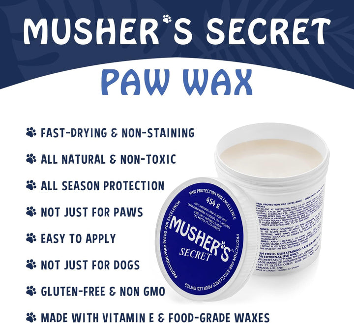 Dog Paw Wax 454 G (16 Oz) - Moisturizing Dog Paw Protector Paw Balm That Creates an Invisible Barrier to Heal Dry Cracked Dog Paws - Vitamin E & Food-Grade Ingredients - Dog Foot Balm