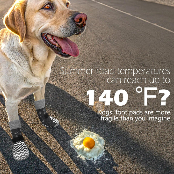 6Pcs anti Slip Dog Socks to Prevent Licking Paws, Dog Shoes for Hot Pavement, Double Sides Dog Boots & Paw Protectors Booties for Hardwood Floors with Grippers Small Medium Large Senior Dog