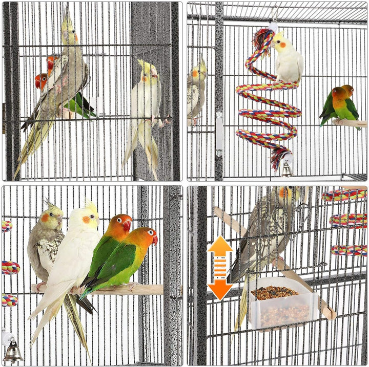 69-Inch Extra Large Bird Cage Metal Parrot Cage for Mid-Sized Parrots Cockatiels Conures Parakeets Lovebirds Budgie Finch, Black