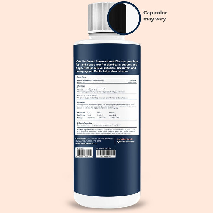 anti Diarrhea Liquid for Dogs - Dog Diarrhea Relief with Kaolin (8 Oz.) | Once Every 12 Hours for Dog Diarrhea & Dog Gas Relief