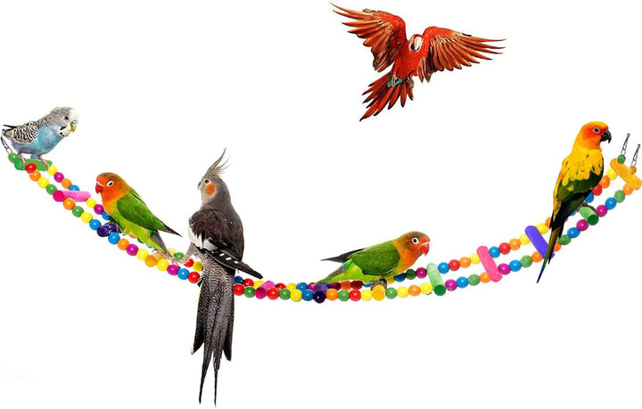 Wooden Bird Ladder Bridge, Hanging Exercise Toy, Bird Playground Cage Accessory, Natural Wood, Edible Dye, Interactive Small Bird Toy, Parakeet, Cockatiel, Conure, Budgie Climbing Ladder