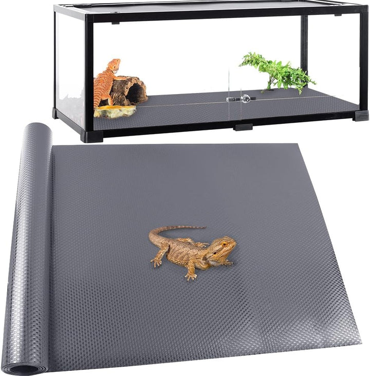 Reptile Carpet,Bearded Dragon Tank Accessories,Reptile Mat, Leopard Gecko Substrate,Bearded Dragon Tank Flooring,Snake, Tortoise Bedding(18" X 79 ", 1 PCS Black Thicker Mat)