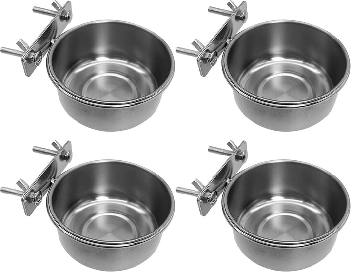 Bird Feeding Dish Cups Parrot Food Bowl Clamp Holder Coop Cup, 2PCS Bird Cage Water Bowl for Parakeet African Greys Conure Cockatiels Lovebird Budgie Chinchilla