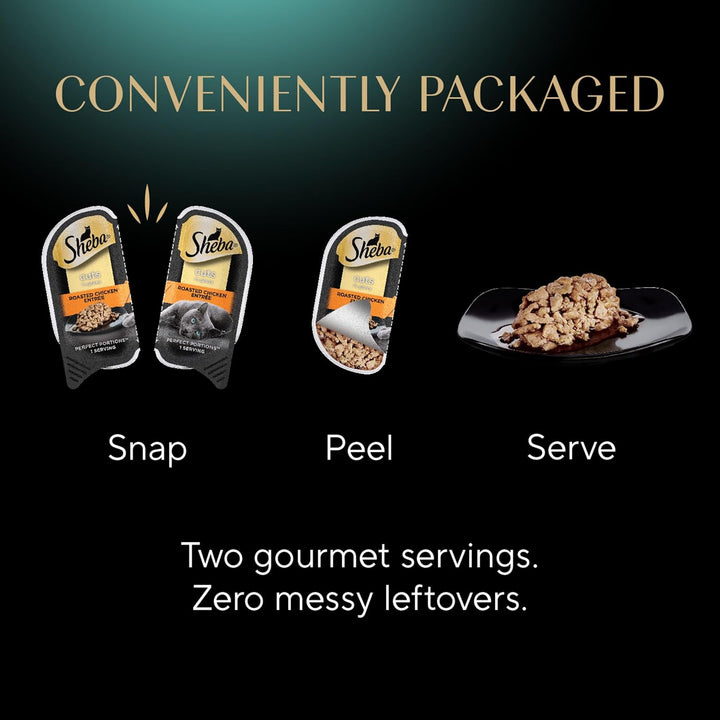 Perfect Portions Wet Cat Food Cuts in Gravy Variety Pack, Roasted Chicken Entree, with Sustainable Salmon, and Tender Turkey Entree, 2.6 Oz. Twin-Pack Trays (24 Count, 48 Servings)