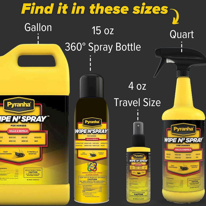 Wipe N' Spray for Horses - Oil-Based Long Lasting Fly Control Repels Horn, Deer, Horse, House, Stable, & Face Flies, Ticks, Mites, Mosquitoes, Gnats & Lice, 1 Gallon