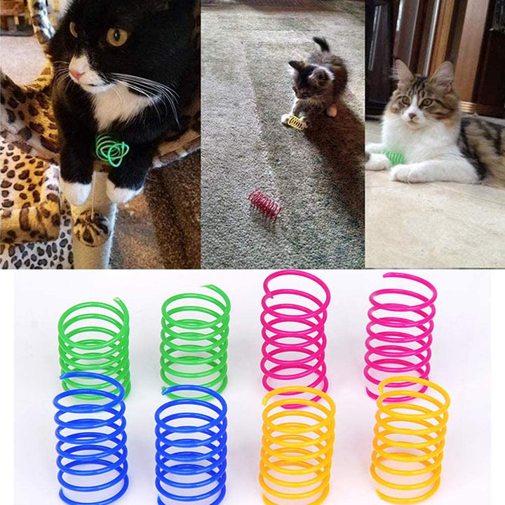 Cat Spring Toy (60 Pack), Cat Kittens Toys Plastic Coil Spiral Springs for Swatting, Biting, Hunting, and Active Healthy Play (Random Color)