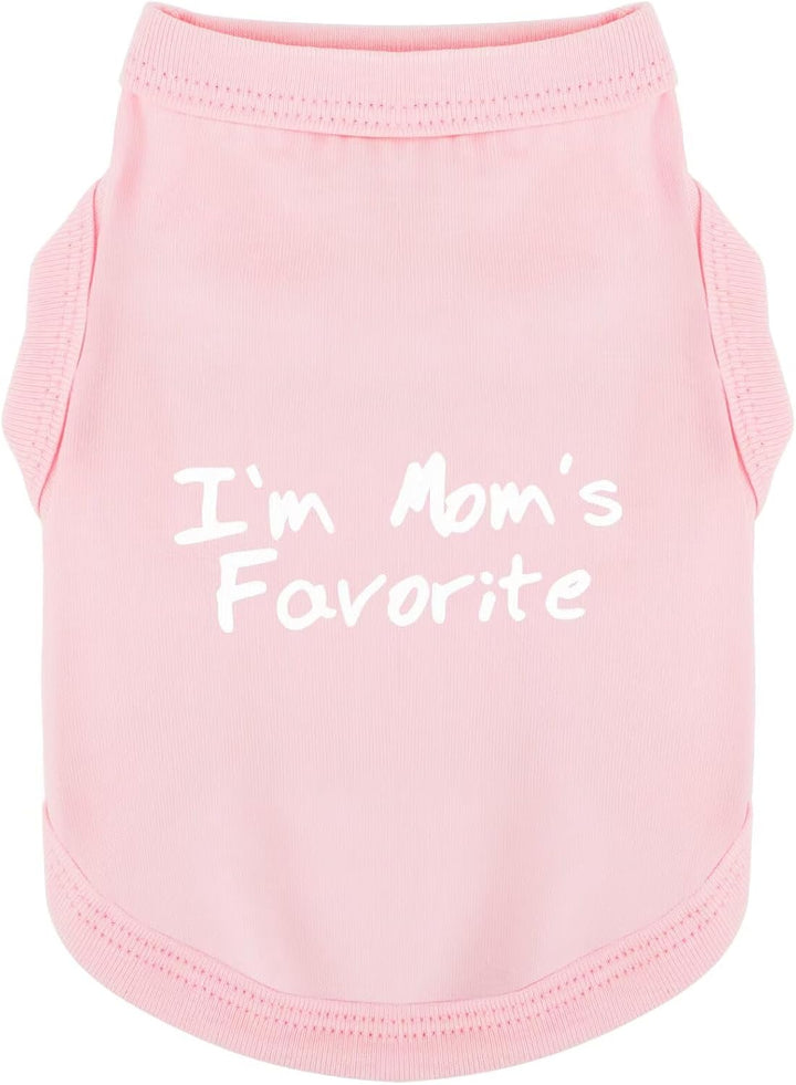 Cozy Sleeveless Canine Wear Dog Clothes, Soft, Lightweight, and Breathable Cotton Dog Shirt with I'M Mom'S Favorite Print.Vest Tank Top Ideal for Small, Medium, and Large Breeds Black M
