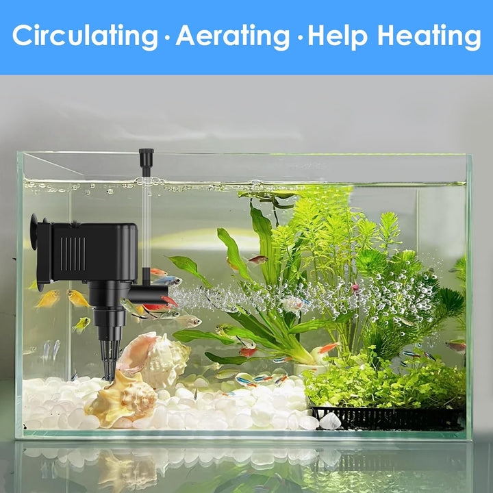 Aquarium Powerhead Pump Circulating Water Pump 135 GPH for 10-40 Gallon Aquariums with Aerating Features