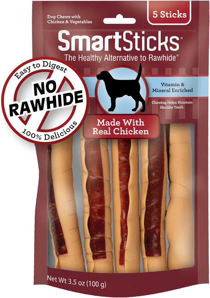 Smartsticks, Treat Your Dog to a Rawhide-Free Chew Made with Real Chicken and Vegetables, 10 Sticks