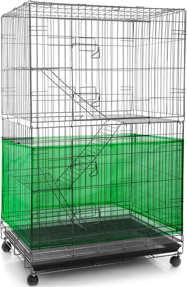 Large Bird Cage Seed Catcher,Bird Cage Cover Net Skirt Guard,Adjustable Soft Airy Mesh Net for Parrot Parakeet Macaw(118 X 15 Inch/ 300 X 37 Cm,Black)