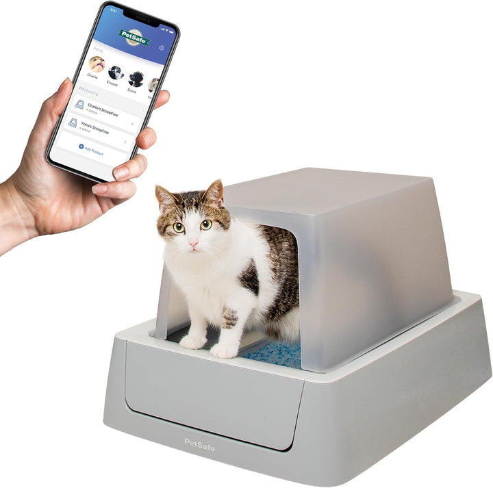 Scoopfree Crystal Pro Self-Cleaning Automatic Litter Box - Uncovered Motion-Sensing Cat Box with Integrated Health Counter - Includes 1 Disposable Crystal Litter Tray