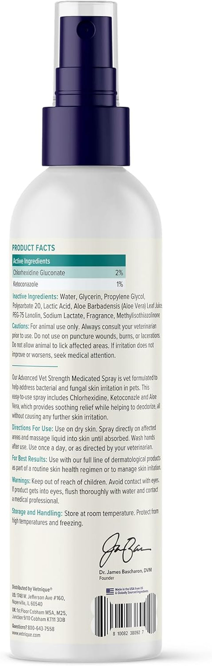 Dermabliss Chlorhexidine for Dogs Skin Health - Antibacterial Medicated Dog Shampoo, and Medicated Wipes - for Skin Infections & Irritation, Hot Spots & Redness Relief (Medicated Spray, 8Oz)