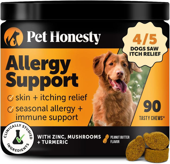 Dog Allergy Itch Relief - Advanced Itch Supplement with Probiotics for Dogs - Immune Support & Skin Relief for Seasonal Allergies - Natural Itchy Skin & Paw Relief - (Peanut Butter, 90 Ct)