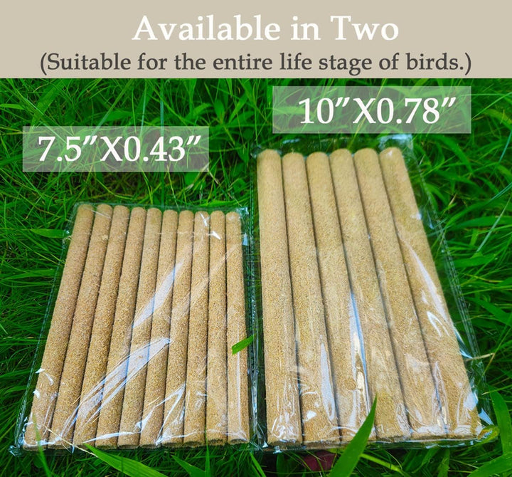 20Pcs Sand Perch Covers for Bird - Bird Perchs Covers 7.5" Long X 3/8" Diameter Bird Perches for Parakeets, Lovebirds, Parrotlets, Canaries and Other Small Birds (Yellow, 20Pcs 7.5" X 0.43")