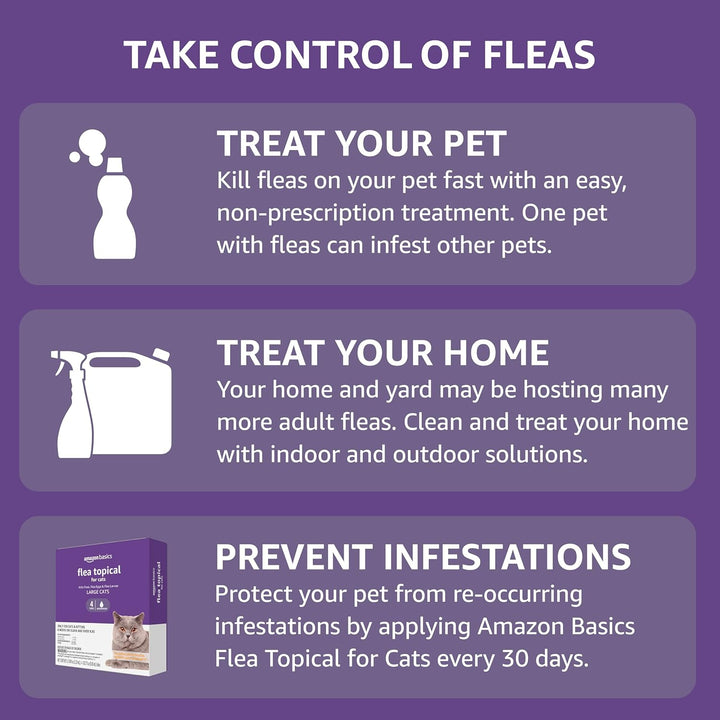 Topical Flea Treatment for Large Cats (Over 9 Pounds), 4 Count (Previously Solimo)