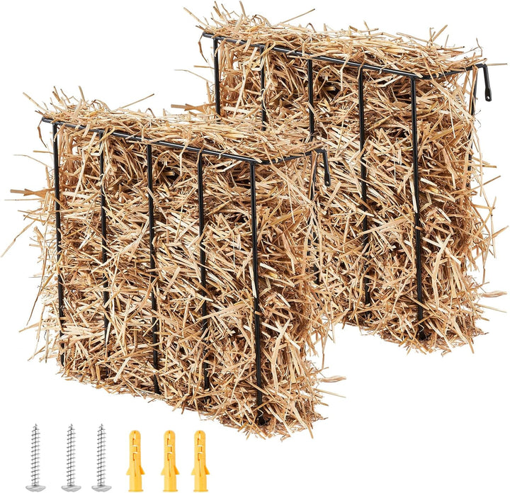 Livestock Feeder, 18.5 Gallons Large Capacity, Heavy-Duty Steel Goat Hay Rack, 24.4" Long Wall Mounted Horse Hay Holder, Multiple Sided Feeding Rack for Sheep Farm Livestock Indoor Outdoor