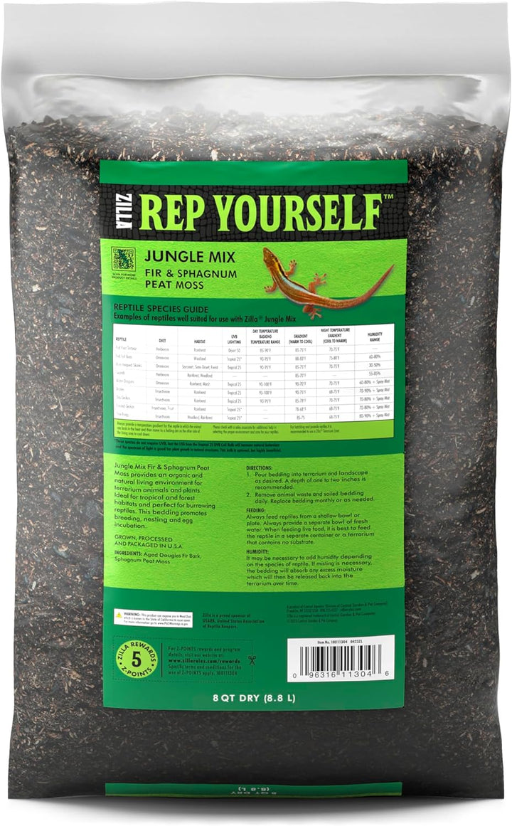 Reptile Terrarium Bedding Substrate Jungle Mix, 8 Quart