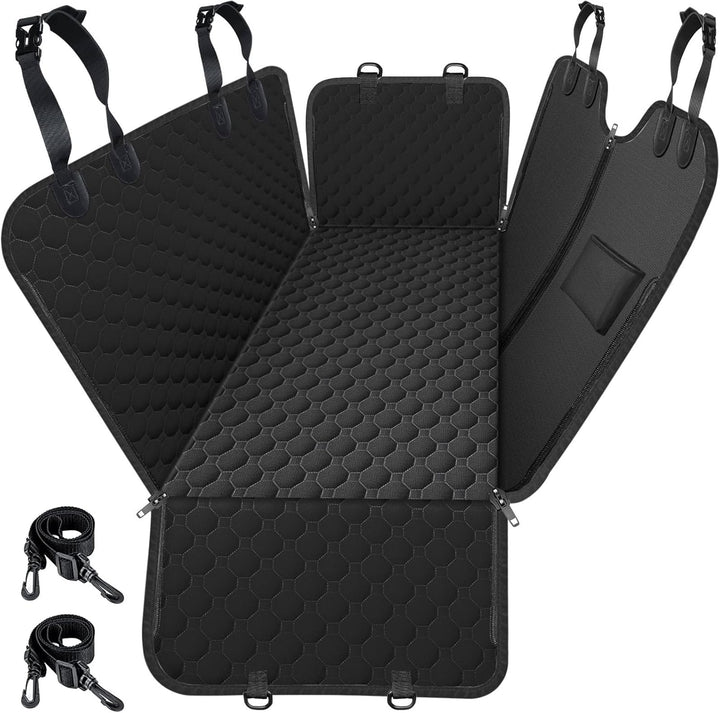 Dog Car Seat Cover for Back Seat, 2025 Upgraded 600D Heavy Duty Waterproof & Scratch-Resistant Dog Hammock for Car, Back Seat Pet Cover for Dogs with Sedan, Trucks and Suvs, Standard, Black