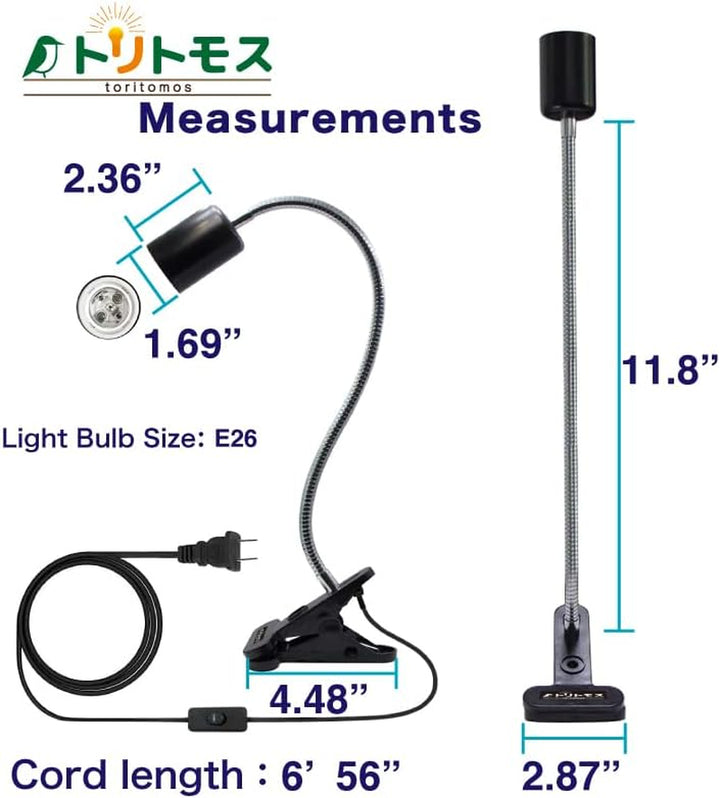 TORITOMOSU Bird Cage UVB Light Combo Kit, Aviansun Lamp 2.4% UVB UVA 20W Compact Fluorescent Bulb for All Kinds Captive Birds