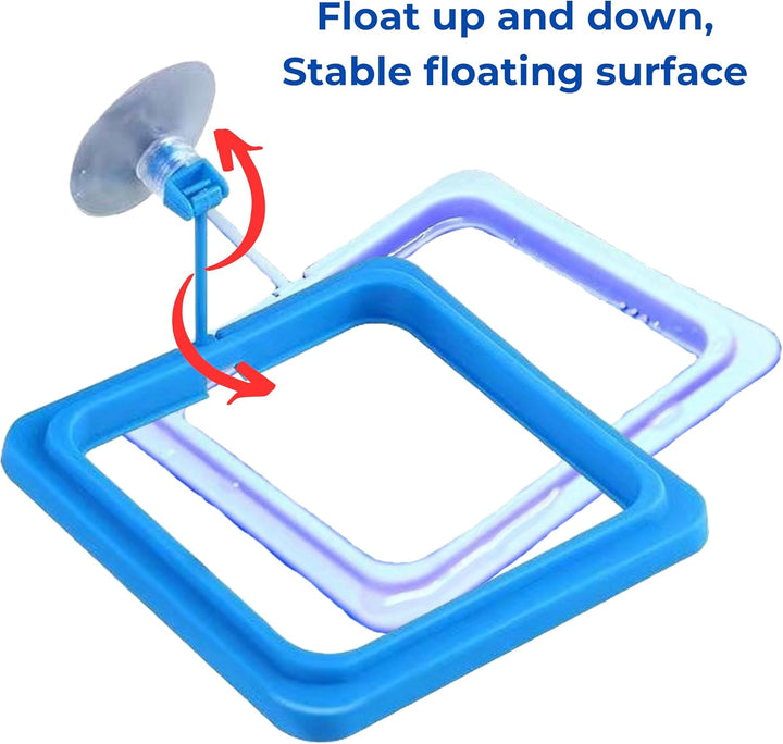 Square Turtle Feeding Ring with Suction Cup and 4 Pcs Nitrifying Balls Set, Fish Food Holder and Aquatic Toys for Turtles Tortoise Goldfish Guppy Koi Puffer, Aquatic Turtle Tank Accessories (Square)