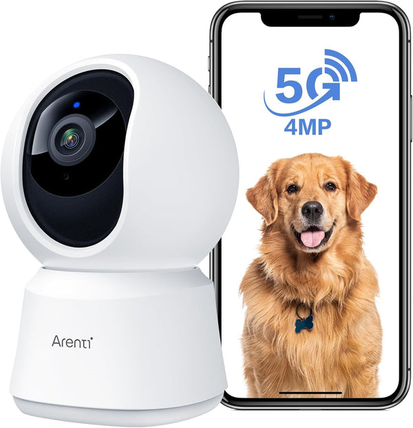 5G Security Camera Indoor, 4MP Pet Camera with Speaker for Dog/Cat, Baby Monitor with Phone App, Dual-Band Wifi, Auto Tracking, Super Night Vision, 2-Way Talk, Cloud & SD Card Storage