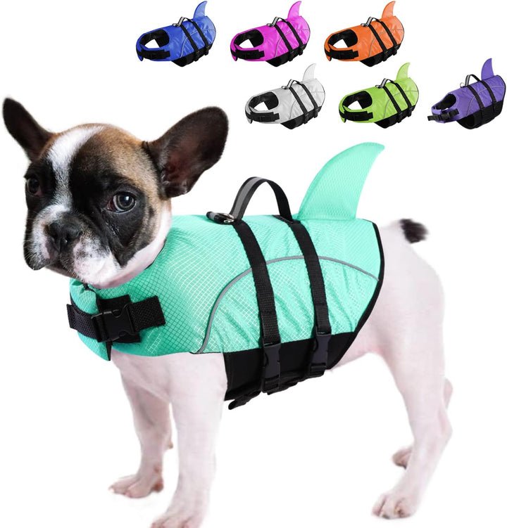 Ripstop Dog Life Jacket Shark Life Vest for Dogs, Safety Lifesaver with High Buoyancy and Lift Handle for Small and Medium Breeds（Rose Red XS）