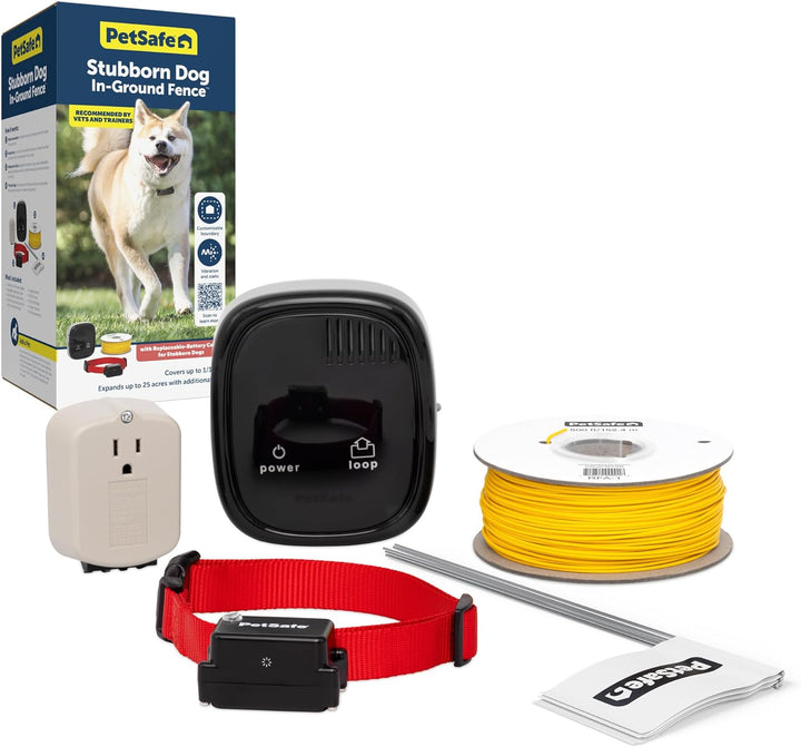 Stubborn Dog In-Ground Fence Reciever Collar - Waterproof & Battery-Operated Adjustable Invisible Boundary Training Collar - for Dogs Older than 6 Months Weighing 8Lb+