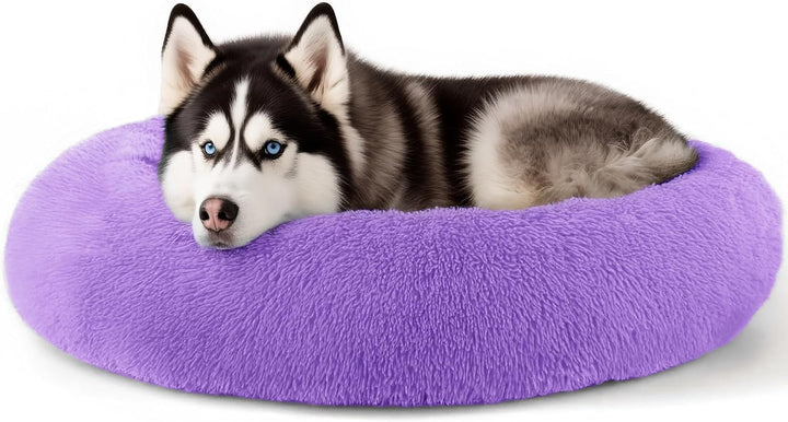Dog & Cat Bed for Indoor Cats, 20In Calming Donut Bed for Puppy and Kitten, Washable round Fluffy Pet Bed for Small Medium Dogs and Cats (Light Grey)