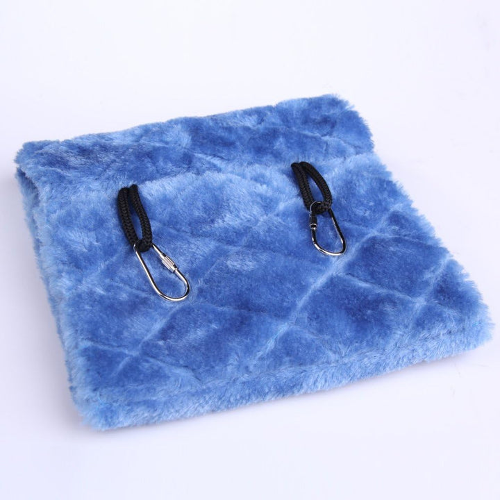 ® Plush Snuggle Bird Hammock Hanging Snuggle Cave Happy Hut Bird Parrot Hideaway Size M (23.5 * 22Cm) (Blue)